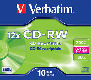 DISCOS COMPACTOS VERBATIM CD-RW 700MB 80MIN. SLIM